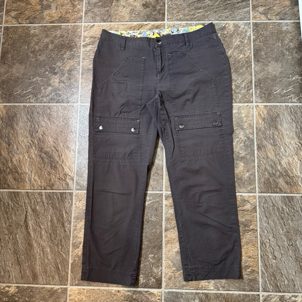 Columbia Womens Sz 10 Gray Crop Ankle Pant Utility Outdoor Casual Pockets Cotton